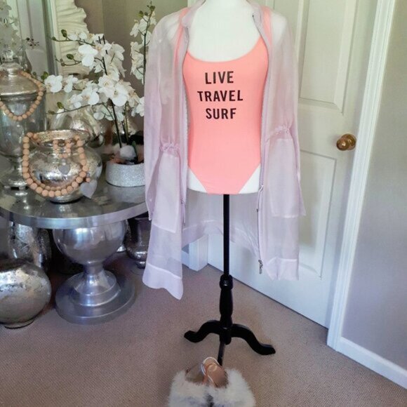 NWT Eidon Surf "Live, Travel, Surf"  blush peach one piece swimsuit, L - Picture 4 of 7